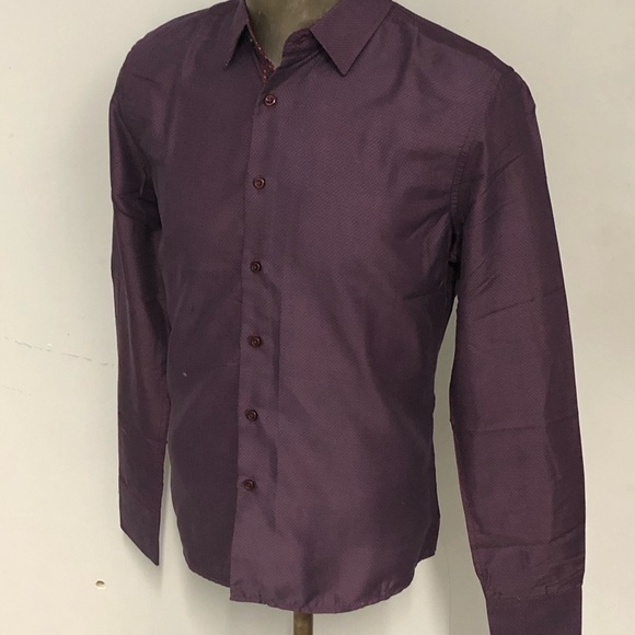 Deniko shirt button front purple modern fit M - Picture 3 of 4